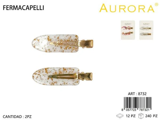 Coppia di Fermagli AURORA con Dettagli in Foglia Oro