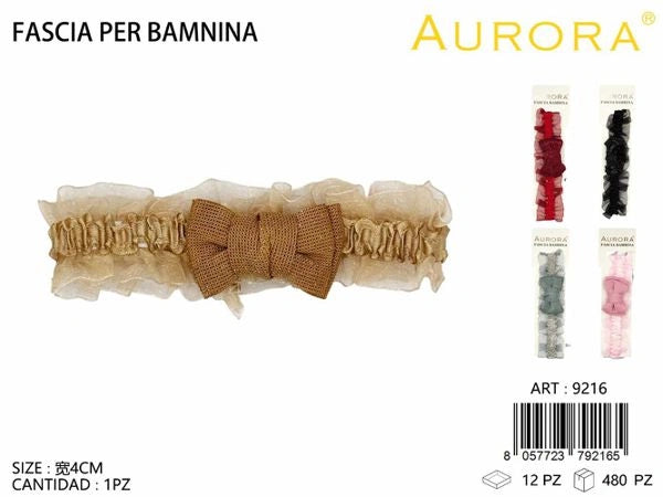 Fascia Morbida per Bimba AURORA: Fiocco in Tessuto e Dettagli in Tulle