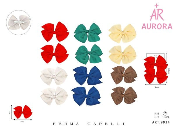 Paire de pinces à cheveux AURORA à nœud en tissu uni