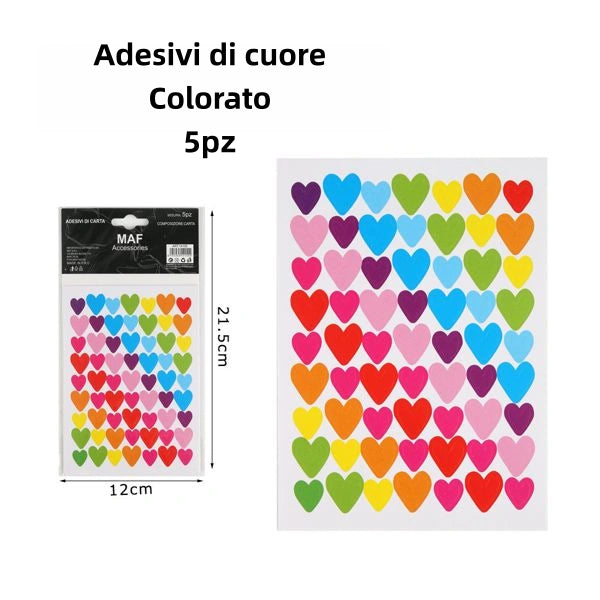 ADESIVE DI CUORE COLORATO 5PZ - SUNTIMEMODA