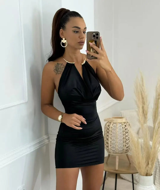 Abito con scollo all'americana NERO - SUNTIMEMODA