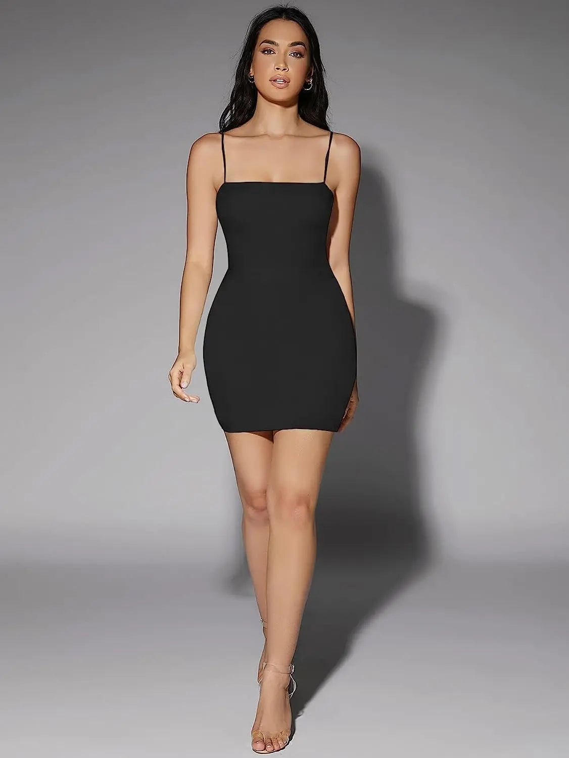 Abito elasticizzato aderente nero - SUNTIMEMODA