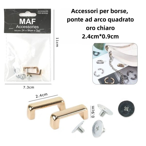 Accessori per borse ponte ad arco quadrato oro chiaro 2.4cm*0.9cm - SUNTIMEMODA