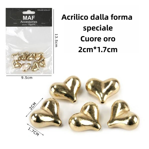 Acrilico dalla forma speciale Cuore oro 2cm*1.7cm - SUNTIMEMODA