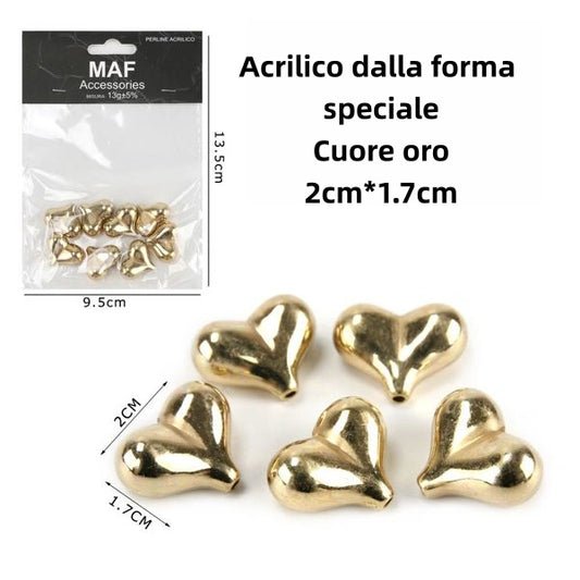Acrilico dalla forma speciale Cuore oro 2cm*1.7cm - SUNTIMEMODA