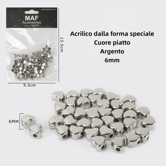 Acrilico dalla forma speciale cuore piatto argento 6mm - SUNTIMEMODA