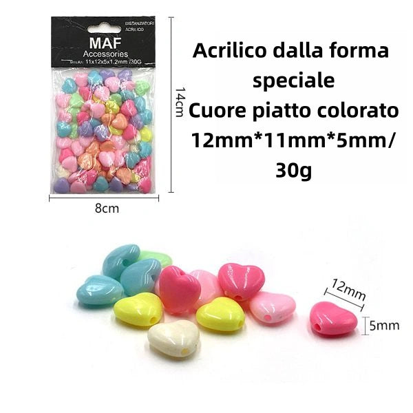 Acrilico dalla forma speciale cuore piatto colorato 12mm*11mm*5mm/30g - SUNTIMEMODA