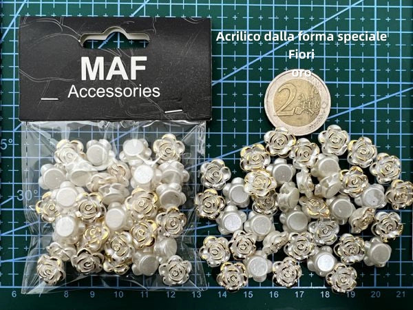 Acrilico dalla forma speciale fiori BIANCO E ORO piccolo - SUNTIMEMODA