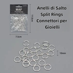Anelli di Salto Split Rings Connettori per Gioielli argento 10mm - SUNTIMEMODA