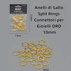 Anelli di Salto Split Rings Connettori per Gioielli oro 10mm - SUNTIMEMODA