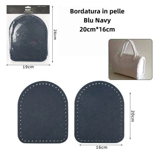 Bordatura in pelle blu navy 20cm*16cm - SUNTIMEMODA