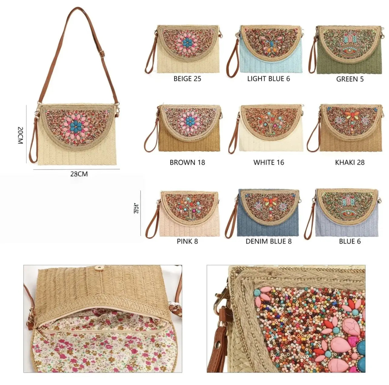 Borsa a Tracolla con Ricami e Perline - SUNTIMEMODA