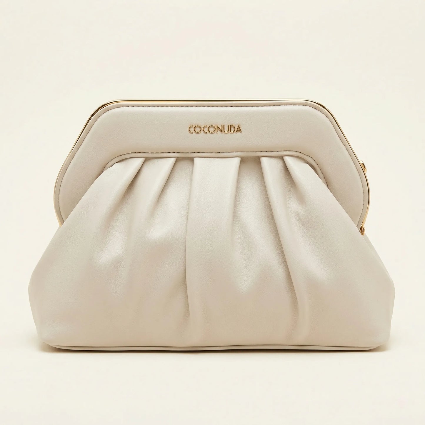 Borsa pochette beige COCONUDA 14207 con chiusura a scatto vintage metallica - SUNTIMEMODA