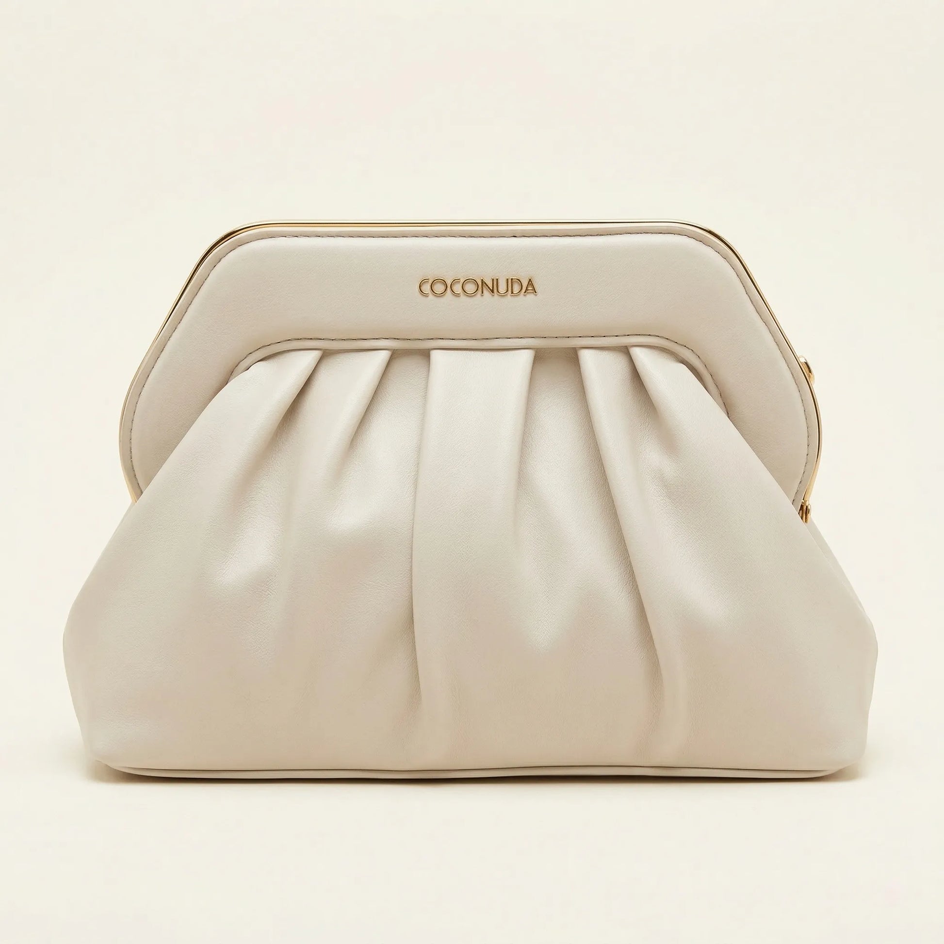Borsa pochette beige COCONUDA 14207 con chiusura a scatto vintage metallica - SUNTIMEMODA