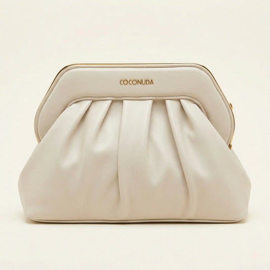 Borsa pochette beige COCONUDA 14207 con chiusura a scatto vintage metallica - SUNTIMEMODA