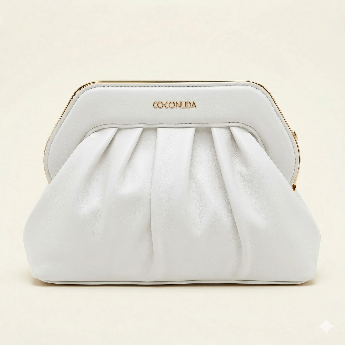 Borsa a nuvola bianca COCONUDA 14207 vista frontale design plissé - SUNTIMEMODA