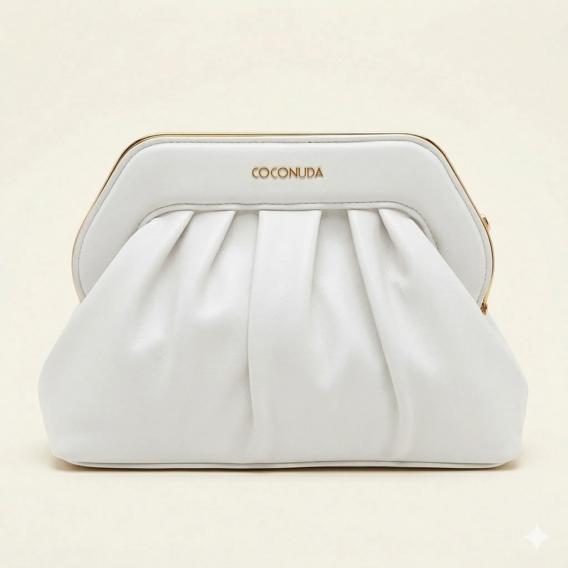 Borsa a nuvola bianca COCONUDA 14207 vista frontale design plissé - SUNTIMEMODA