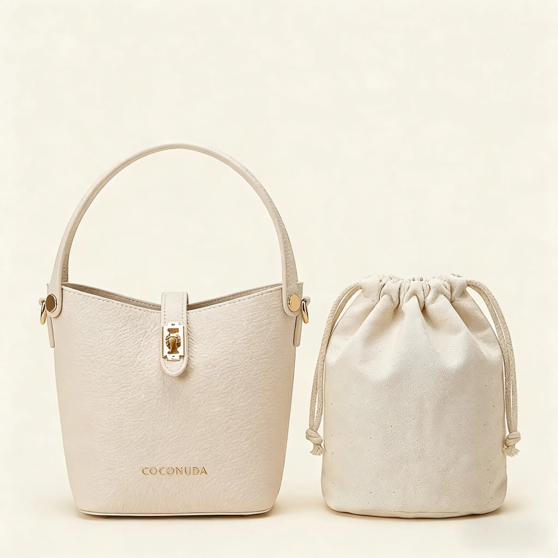 Borsa a secchiello beige Coconuda 16082 con sacchetto interno protettivo - SUNTIMEMODA
