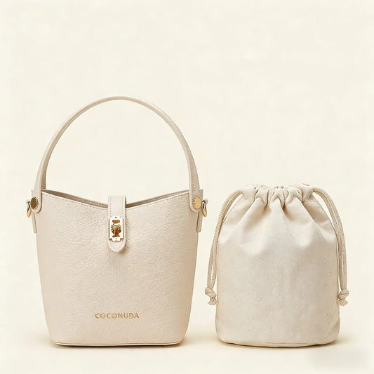 Borsa a secchiello beige Coconuda 16082 con sacchetto interno protettivo - SUNTIMEMODA