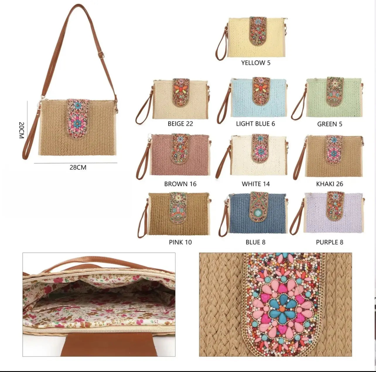 Borsa a Tracolla con Ricami di Perline - SUNTIMEMODA
