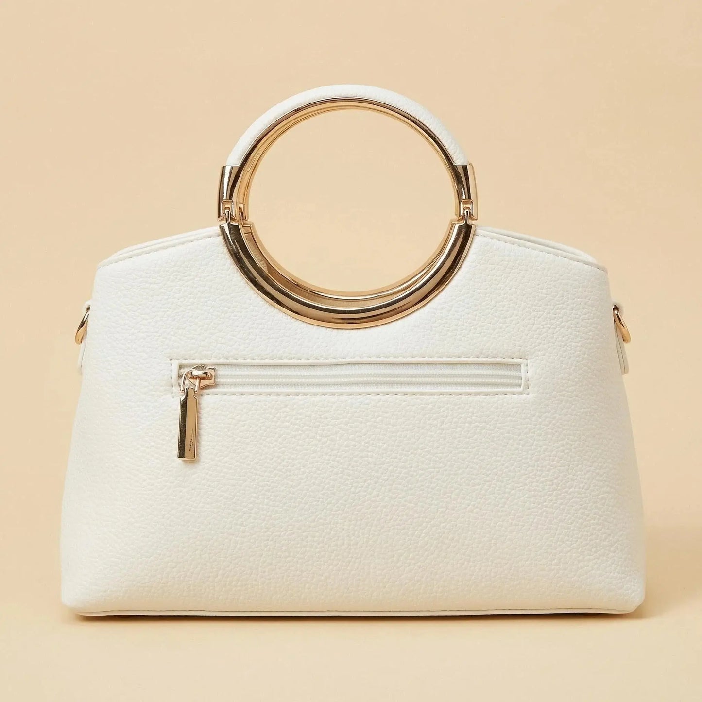 Retro borsa COCONUDA bianca con tasca esterna funzionale e chiusura a zip - SUNTIMEMODA