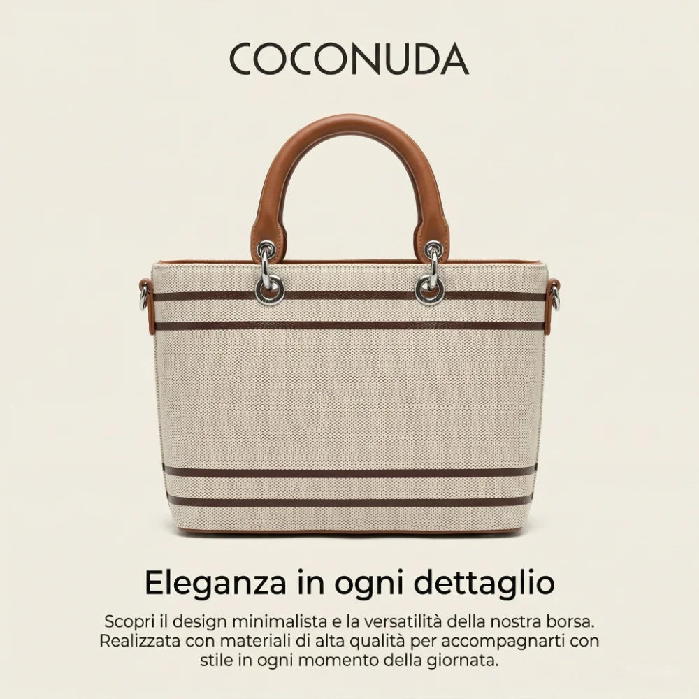 Borsa a mano COCONUDA con righe marroni e design minimalista chic - SUNTIMEMODA