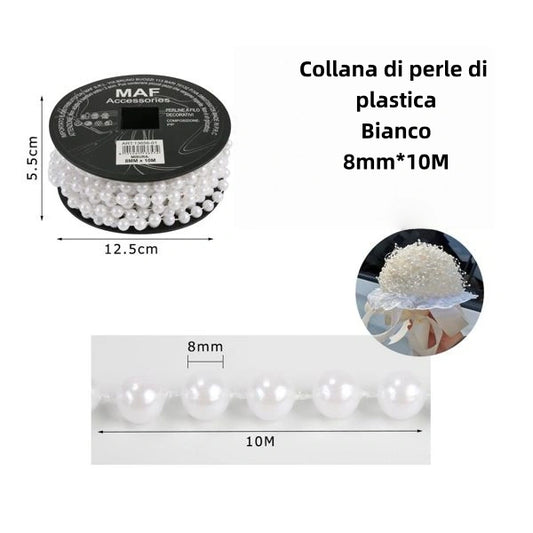 Collana di perle di plastica bianco 8mm 10M - SUNTIMEMODA