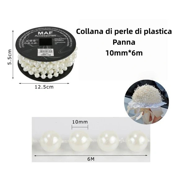 Collana di perle di plastica PANNA 10mm 6M - SUNTIMEMODA