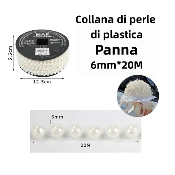 Collana di perle di plastica PANNA  6mm 20M - SUNTIMEMODA