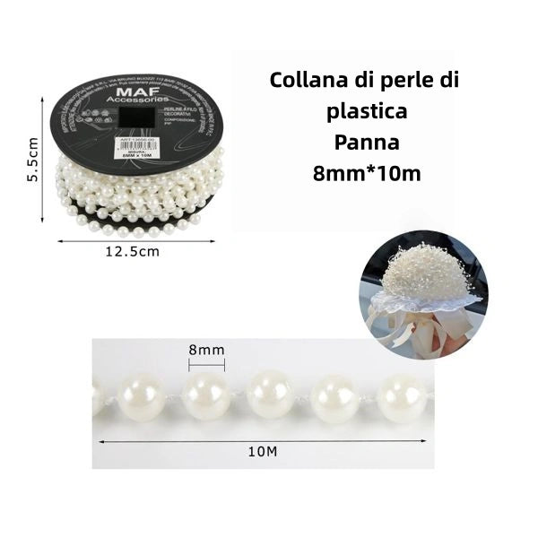 Collana di perle di plastica PANNA 8mm 10M - SUNTIMEMODA