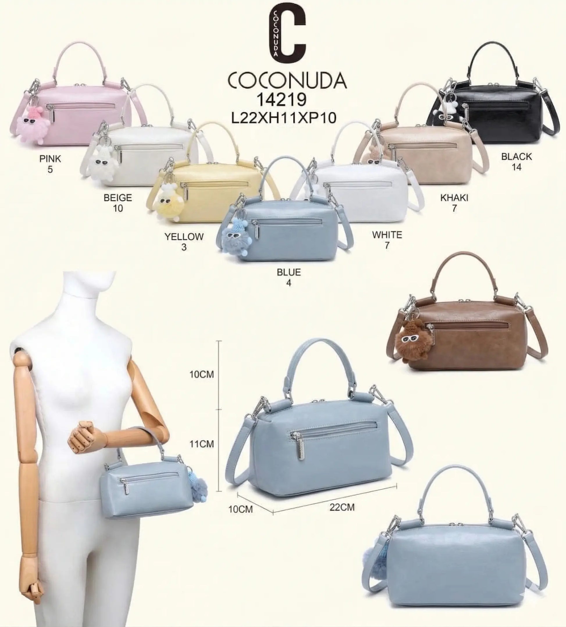 Collezione borse a mano Coconuda 14219 colori pastello e guida taglie - SUNTIMEMODA