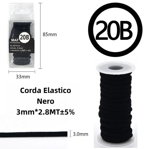 Corda Elastico nero 3mm*2.8mt - SUNTIMEMODA