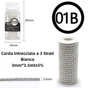 Corda Intrecciata a 3 Strati bianco 3mm*3.5mt - SUNTIMEMODA