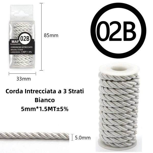 Corda Intrecciata a 3 Strati bianco 5mm*1.5MT - SUNTIMEMODA