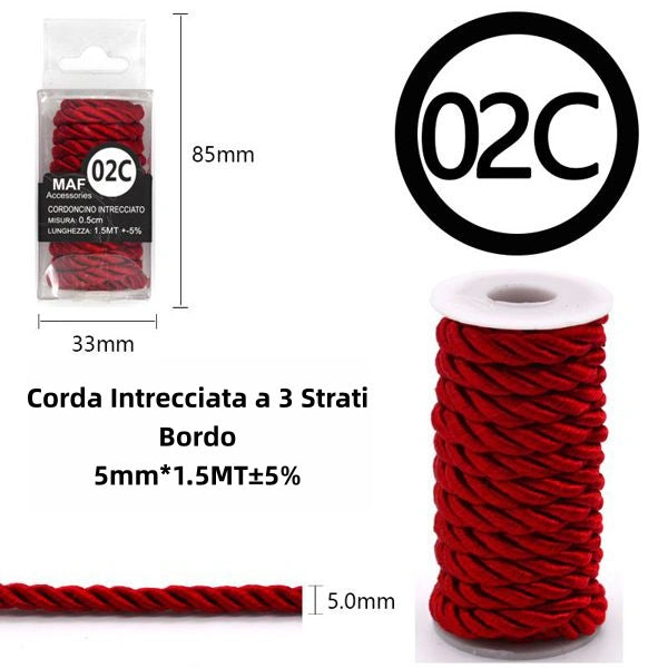 Corda Intrecciata a 3 Strati bordo 5mm*1.5m - SUNTIMEMODA