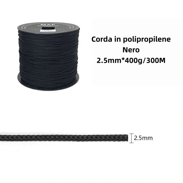 Corda in polipropilene nero 2.5mm 400g*300M - SUNTIMEMODA