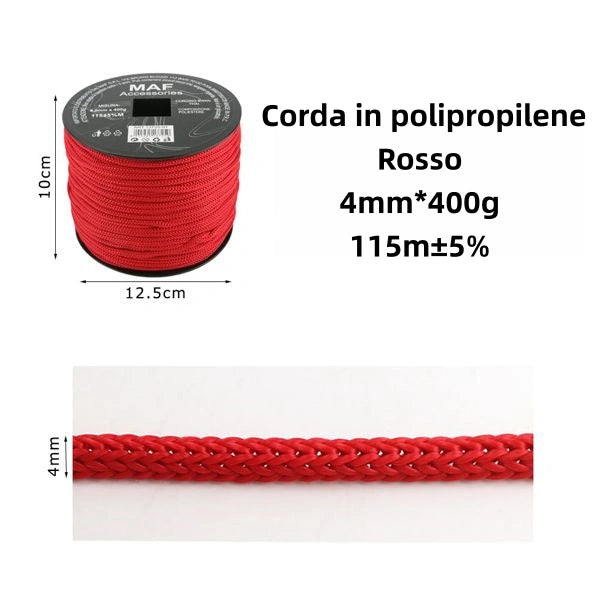 Corda in polipropilene rosso 4mm*400g*115m - SUNTIMEMODA