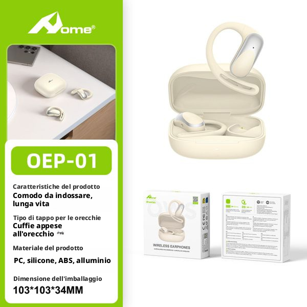 Cuffie Wireless OEP-01 Sportive Aggancio all'Orecchio BEIGE -  SUNTIMEMODA