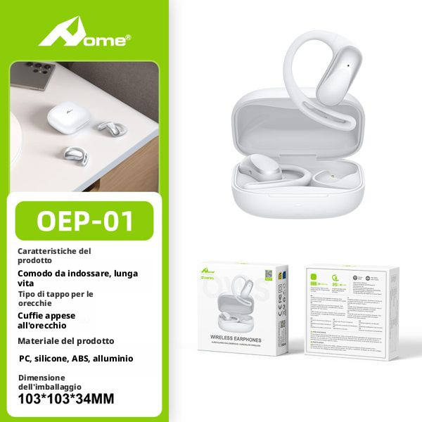 Cuffie Wireless OEP-01 Sportive Aggancio all'Orecchio BIANCO - SUNTIMEMODA