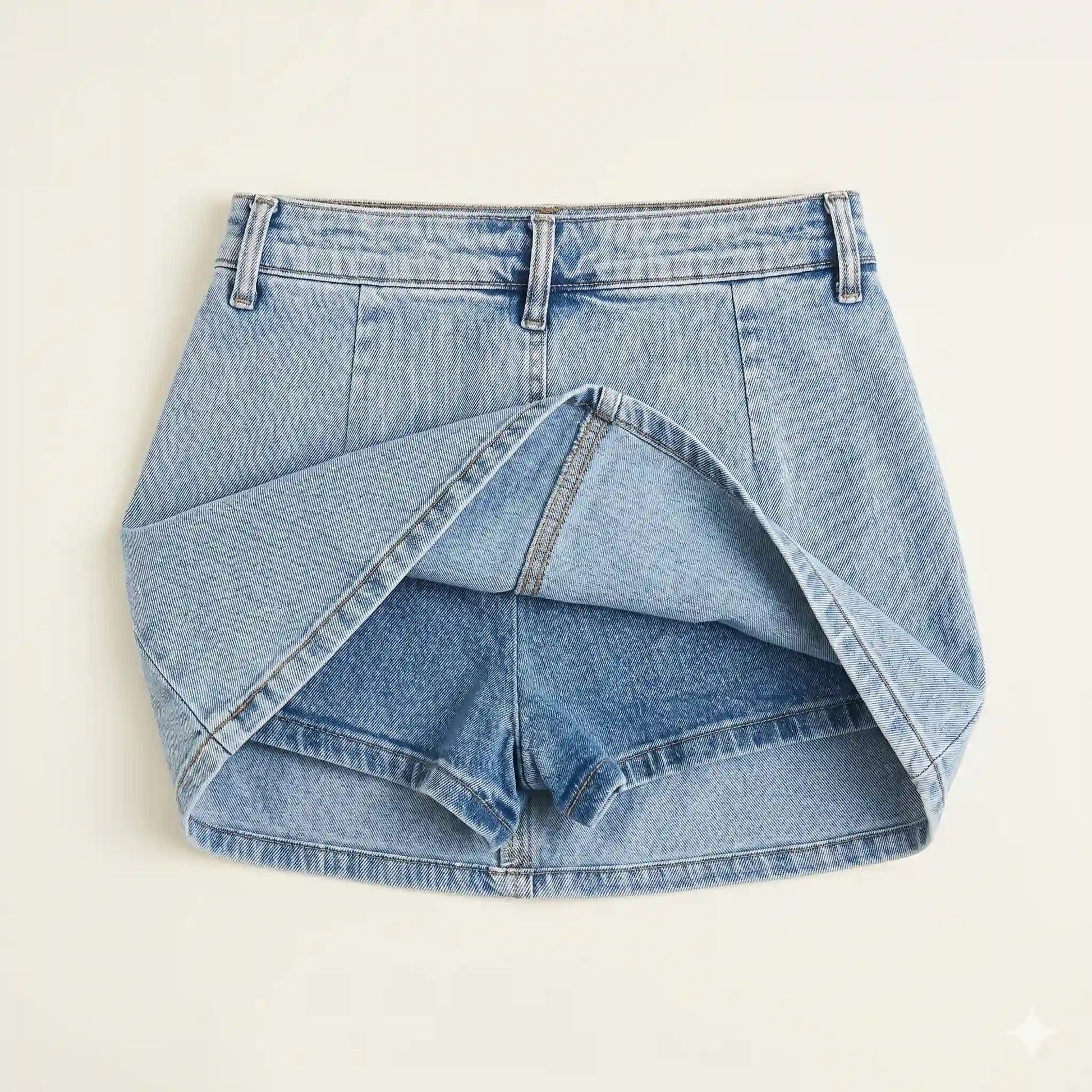 Dettaglio lavaggio vintage e tasche gonna pantalone denim estiva - SUNTIMEMODA