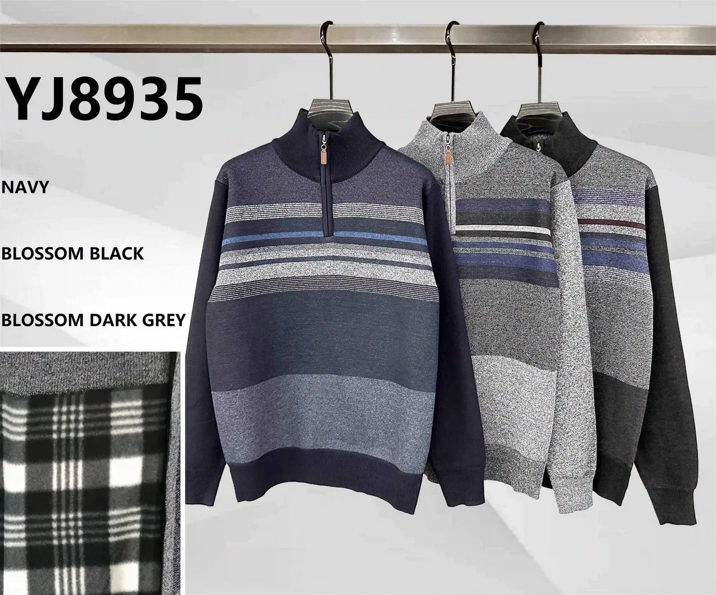 Felpa/Maglia Uomo Invernale con Cerniera e Fantasia a Strisce TRE COLORS - SUNTIMEMODA