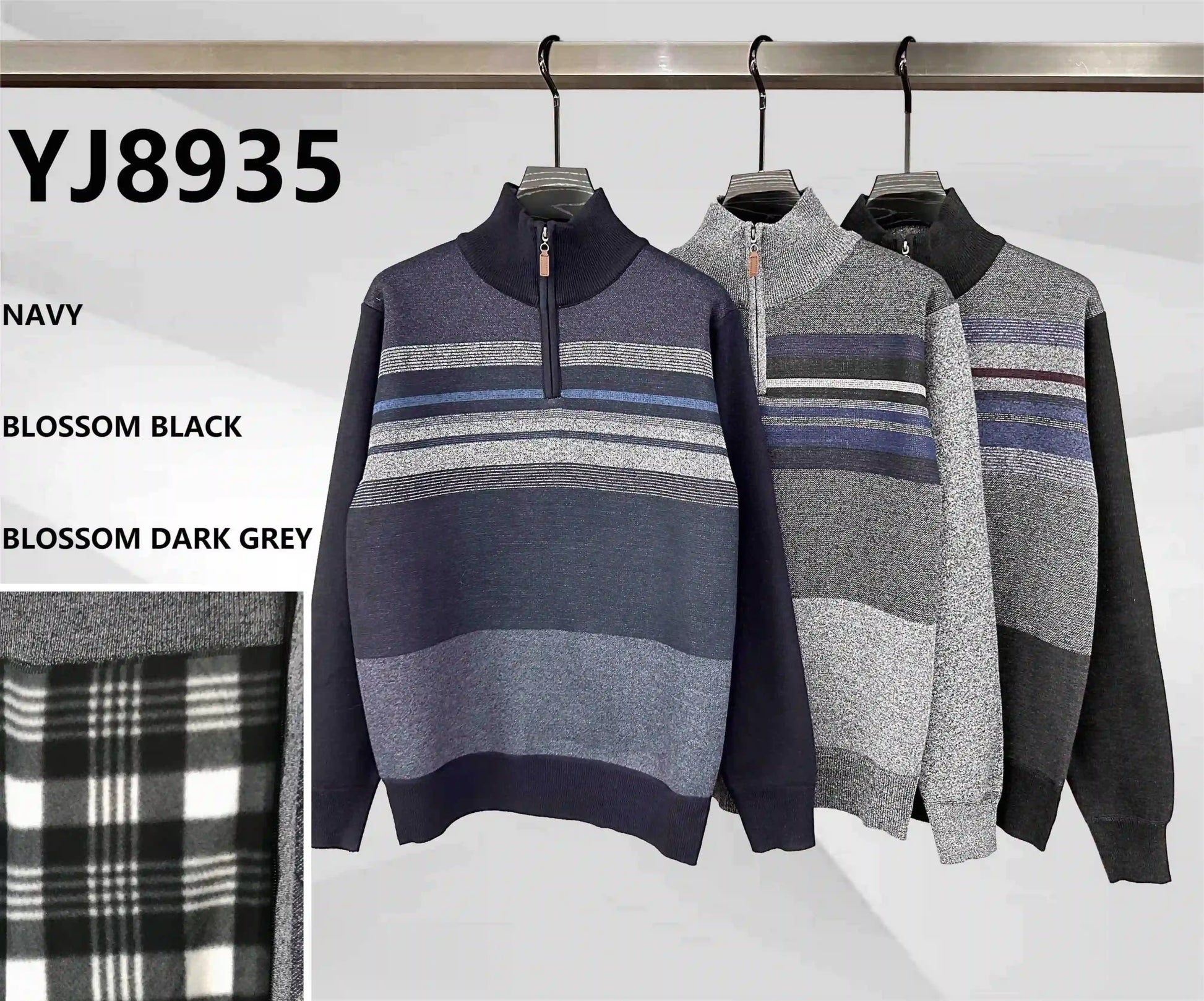 Felpa/Maglia Uomo Invernale con Cerniera e Fantasia a Strisce TRE COLORS - SUNTIMEMODA