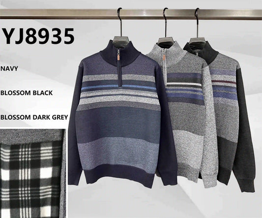 Felpa/Maglia Uomo Invernale con Cerniera e Fantasia a Strisce TRE COLORS - SUNTIMEMODA