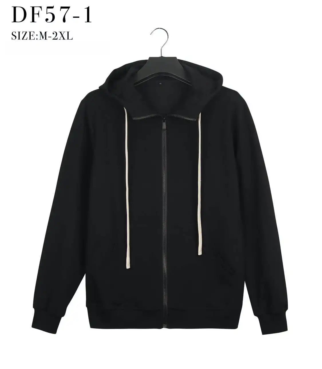 Felpa Uomo con Cerniera e Cappuccio Base df57-5 nero - SUNTIMEMODA