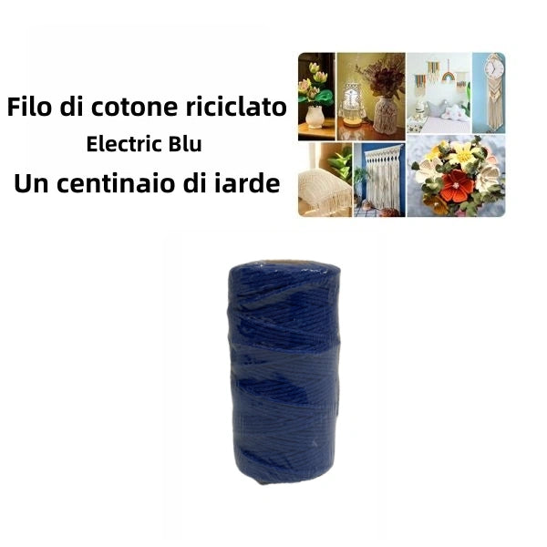 Filo di cotone riciclato Electric blu un-centinaio di iarde - SUNTIMEMODA