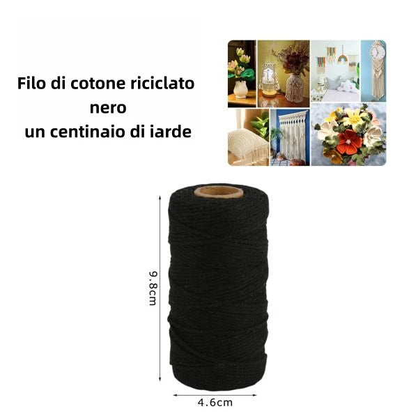 Filo di cotone riciclato nero 100 di iarde - SUNTIMEMODA