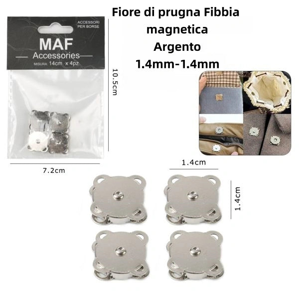 Fiore di prugna Fibbia magnetica argento 1.4mm*1.4mm - SUNTIMEMODA
