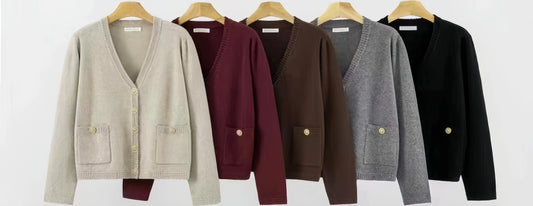 Giacca con scollo a V e tasche COLOR - SUNTIMEMODA