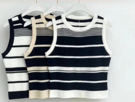 Gilet Donna senza Maniche a Righe - SUNTIMEMODA