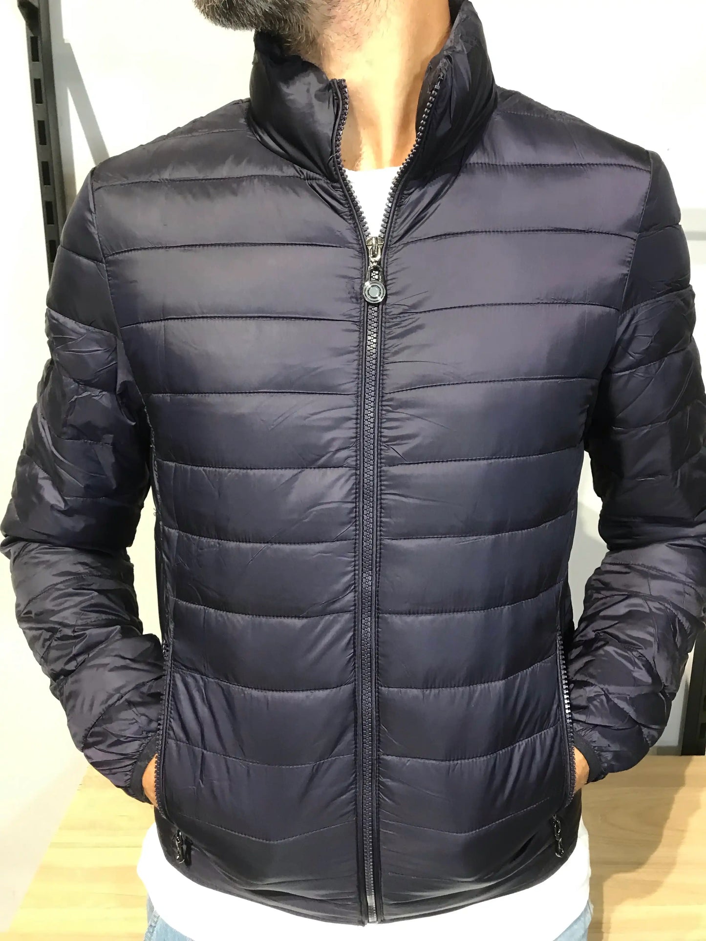 Giubbotto Piumino Leggero Uomo Collo Alto BLU NAVY - SUNTIMEMODA